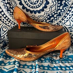Vigotti orange snake print sequin kitten heel size 40
